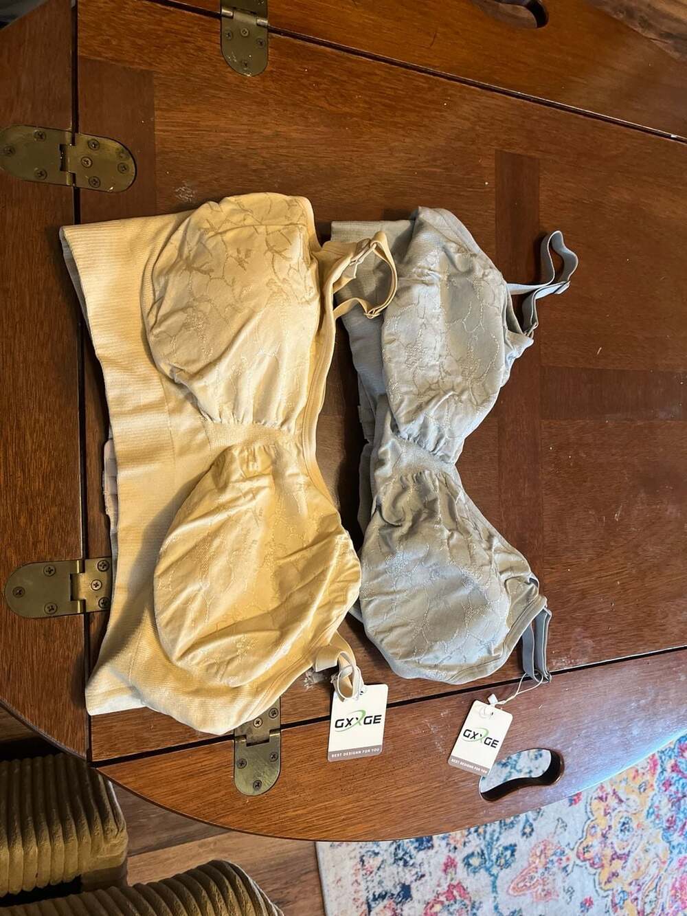 Lot of 2 GXXGE Seamless Wireless Lace Comfort Bras XXL Nude & Gray nursing bras